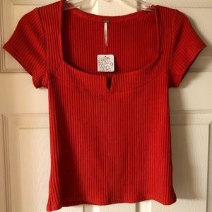 Small free people top in rusty red